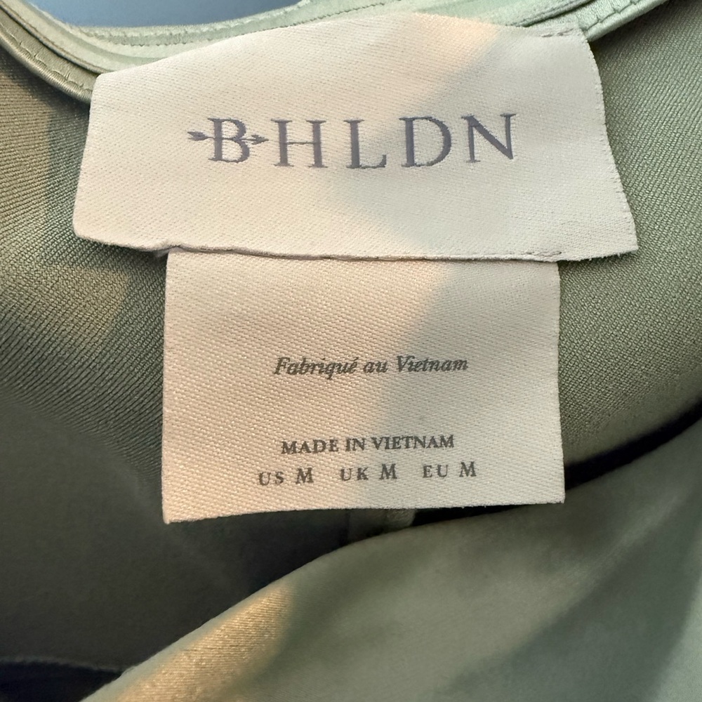 BHLDN Green Ruched Backless Gown - Picture 3 of 7